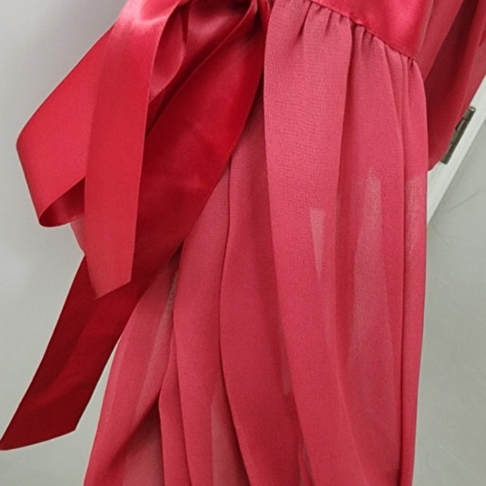 NWT Vince Camuto Deep Red Crew Neck Satin Red Bow Long Sleeve Top Size M - Picture 4 of 5